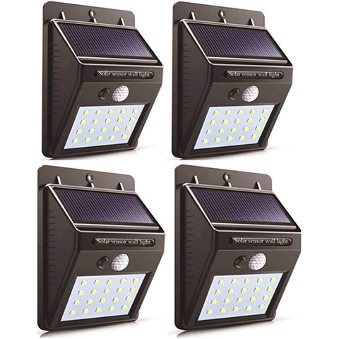 XVZ Solar Lights for Outdoors, Pack of 4 Outdoor Wall Lights with Motion Sensor with 3 Lighting Modes, Waterproof Solar Wall Light for Garden, Front Door, Yard, Garage, Fence, Deck