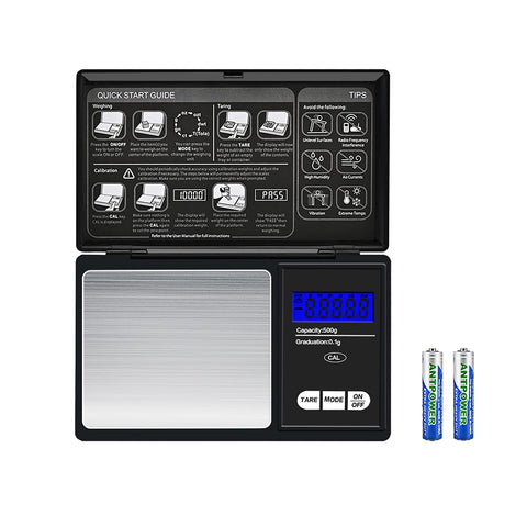 Mini Pocket Scale 0.01g to 500g Portable Digital Kitchen Weighing Scale, Compact Digital Scale High Precision for Gold, Jewellery, Food, Herb and Coffee with Back-Lit LCD Display
