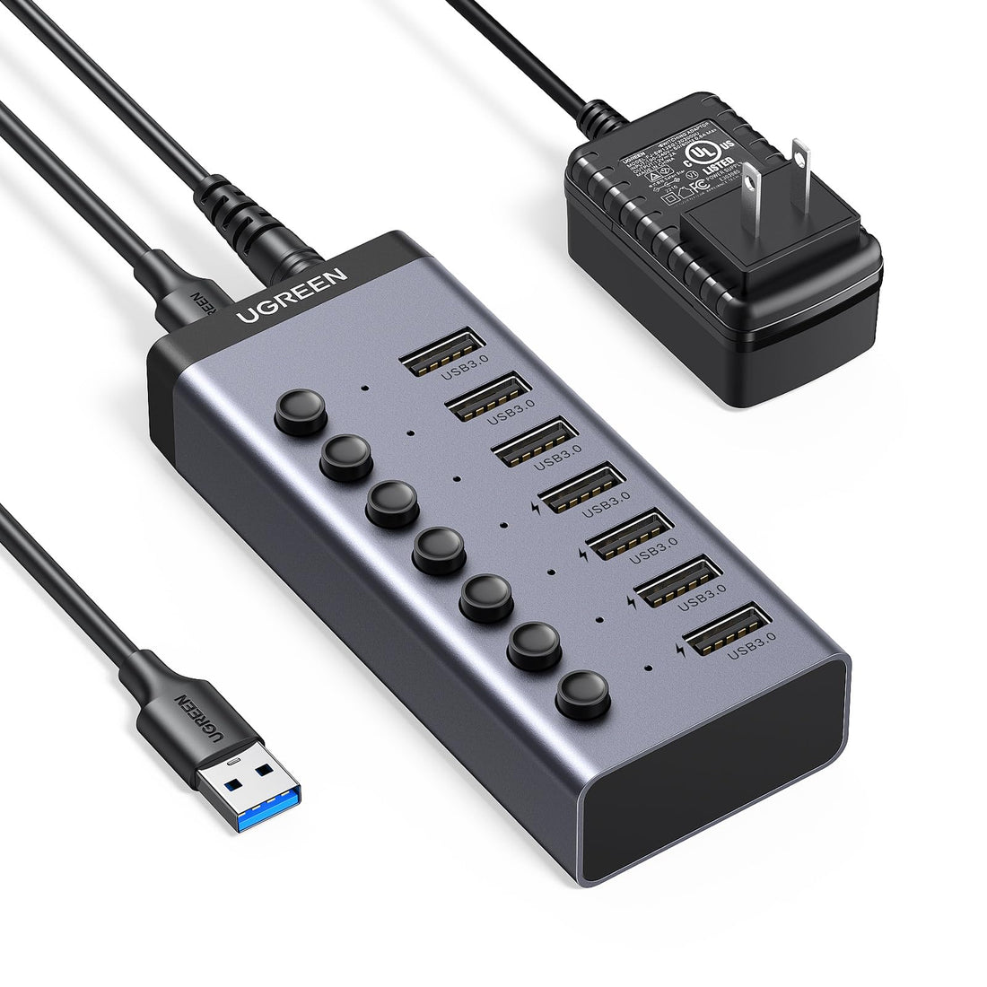 7 Port USB 3.0 HUB （12V 2A Power Supply）