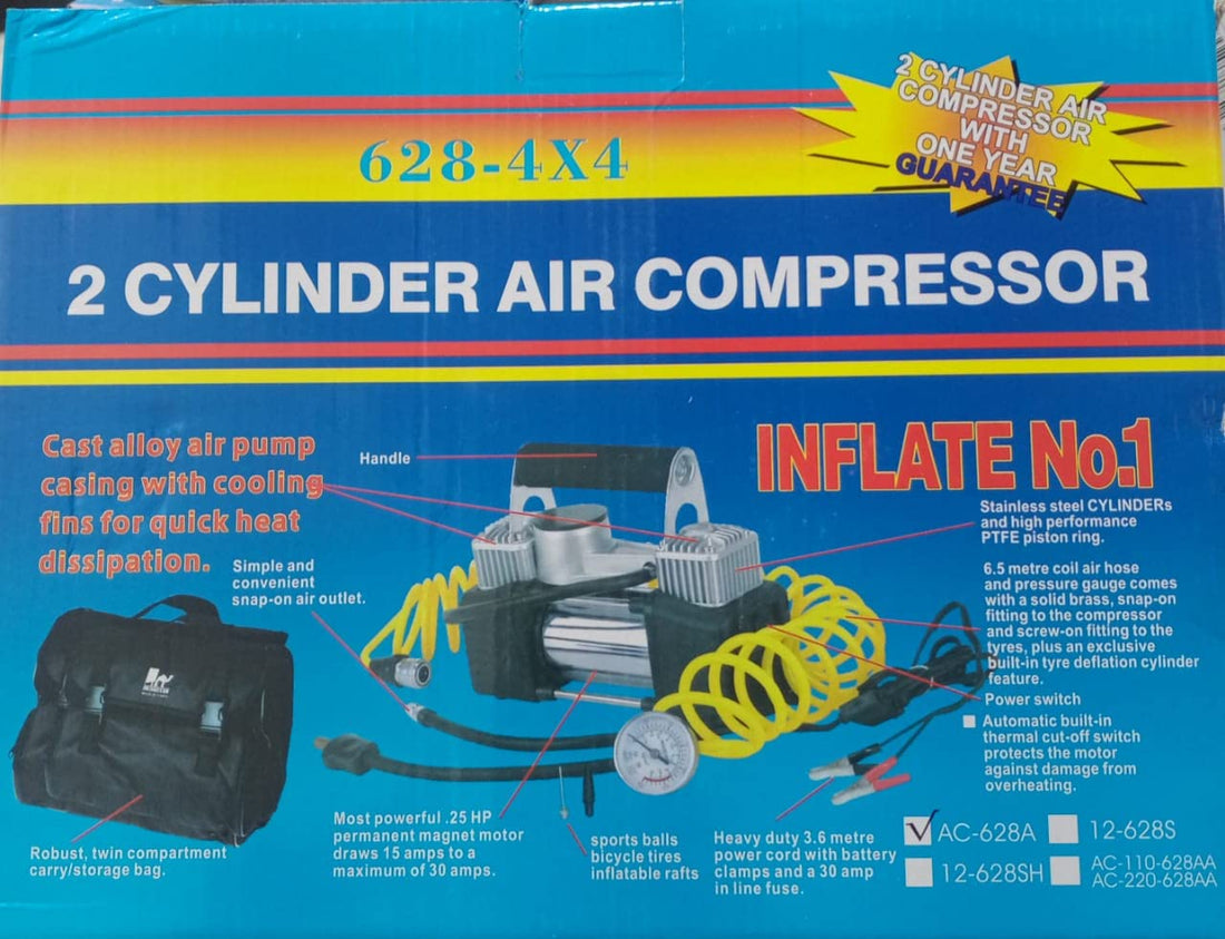 Biki High Speed Double Cylinder Tyre Inflator Air Compressor Pump Heavy Duty 2 Cylinder Car Air Compressor Tire Inflator