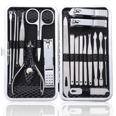 Manicure Set Pedicure Kit Womens Nail Clippers Set 32 in 1 Professional Grooming Care Tools Nail Kit Including Facial, Fingernails and Toenails Care with Travel Case Women (Red_7 Pieces)