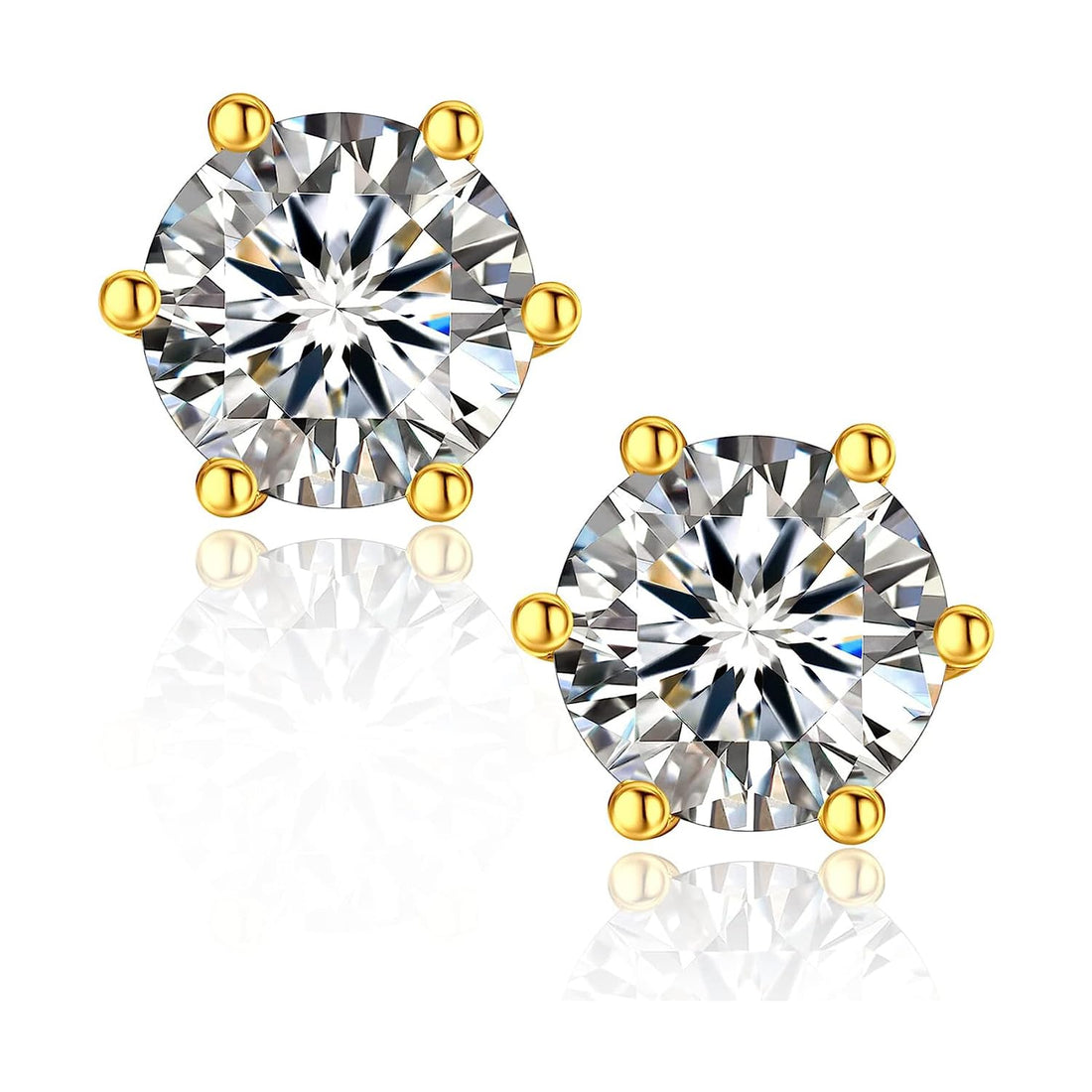 Julia Store 18K Gold Plated Elegant Dainty Clear Cubic Zirconia 316L Stainless Steel Stud Earrings
