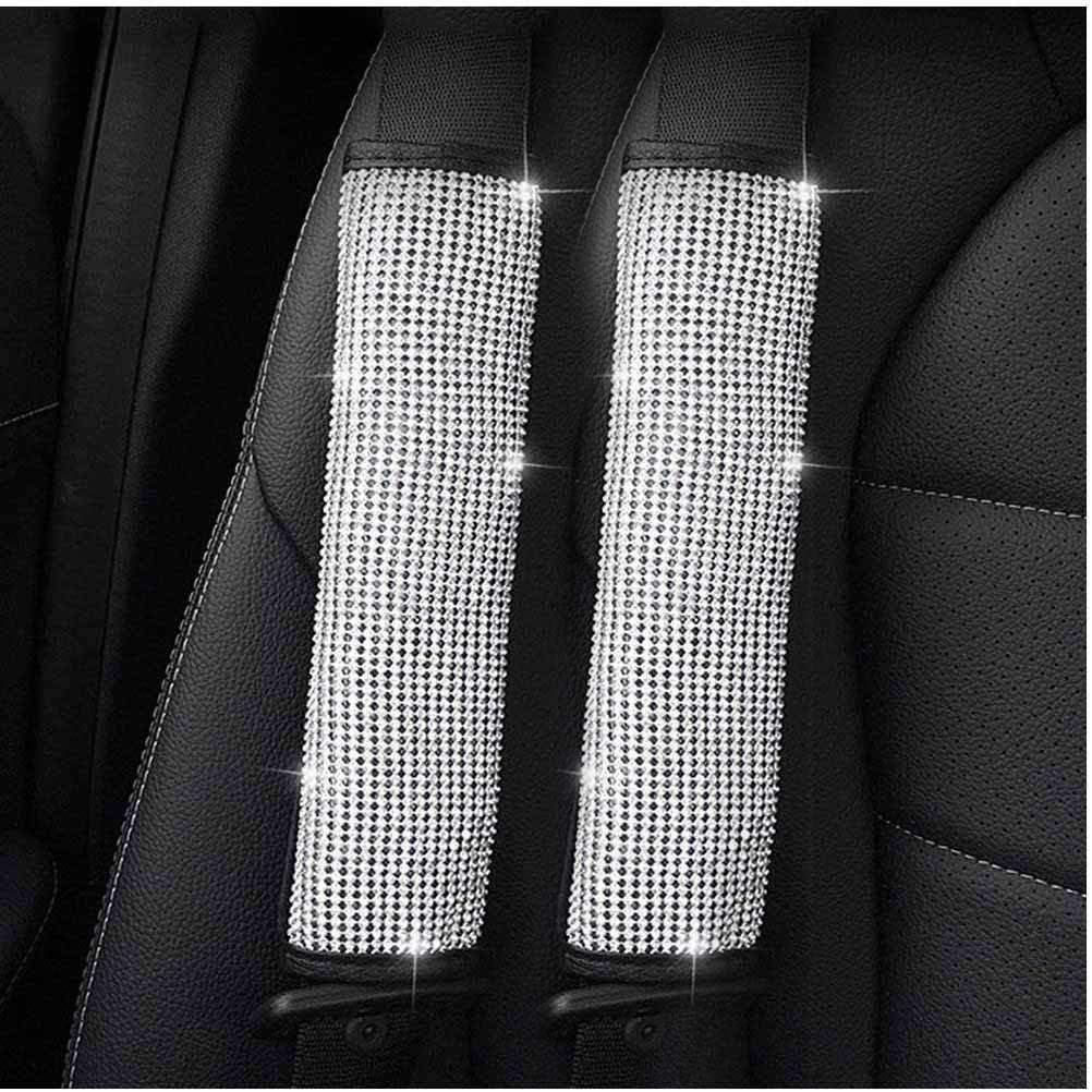 ZB 2Pcs, Crystal Diamond Seat Belt Shoulder Pads, Bling Bling Car Safety Belt Covers, Sparkly Auto Car Decoration Accessories for Women or Girls