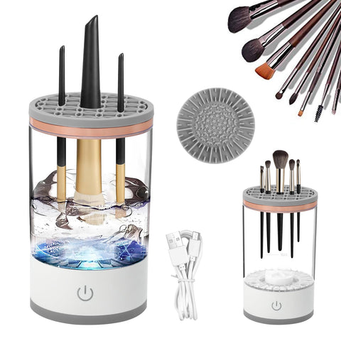 Pro Electric Makeup Brush Cleaner Machine,Automatic Spinning Cosmetic Brush Cleaner for All Size Beauty Makeup Brushes Set,Great gifts for Female wife, girlfriend (White- Rechargeable Battery)