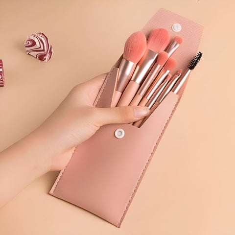 Makeup Brush Set - 7 Piece Travel-Friendly Makeup Brush Collection with Compact Case for Foundation, Concealer, Blush, and Multi-Color Makeup Tools, Perfect for On-the-Go Touch-Ups