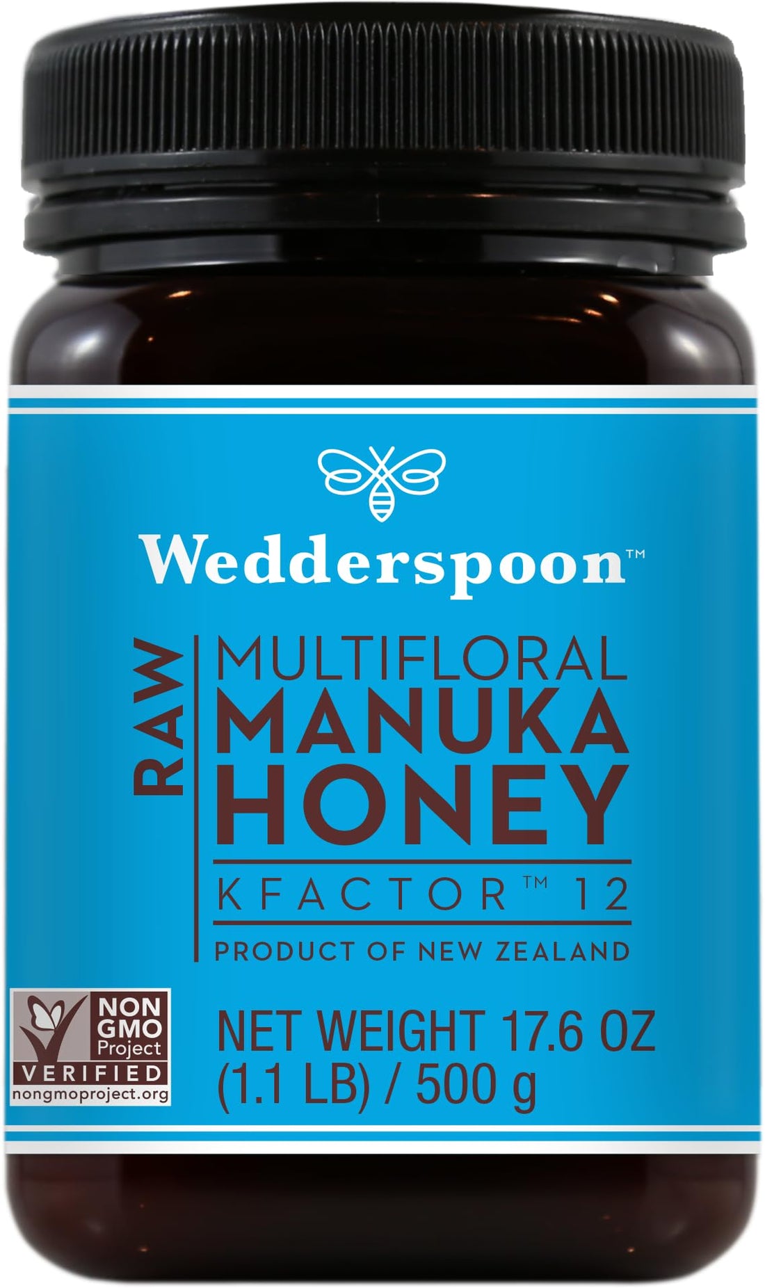 Wedderspoon Raw Premium Manuka Honey, KFactor 12, 17.6 Oz, Unpasteurized, Genuine New Zealand Honey, Non-GMO Superfood, Traceable From Our Hives To Your Home - 500grams