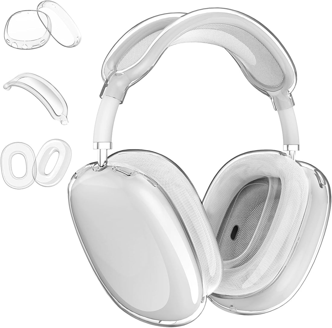 OJOS Compatible with AirPods Max Case (2024/2020) 3 in 1 Clear Soft TPU Ear Cups/Ear Pad Case Cover/Headband Cover for Apple AirPods Max (USB-C)- Crystal Clear