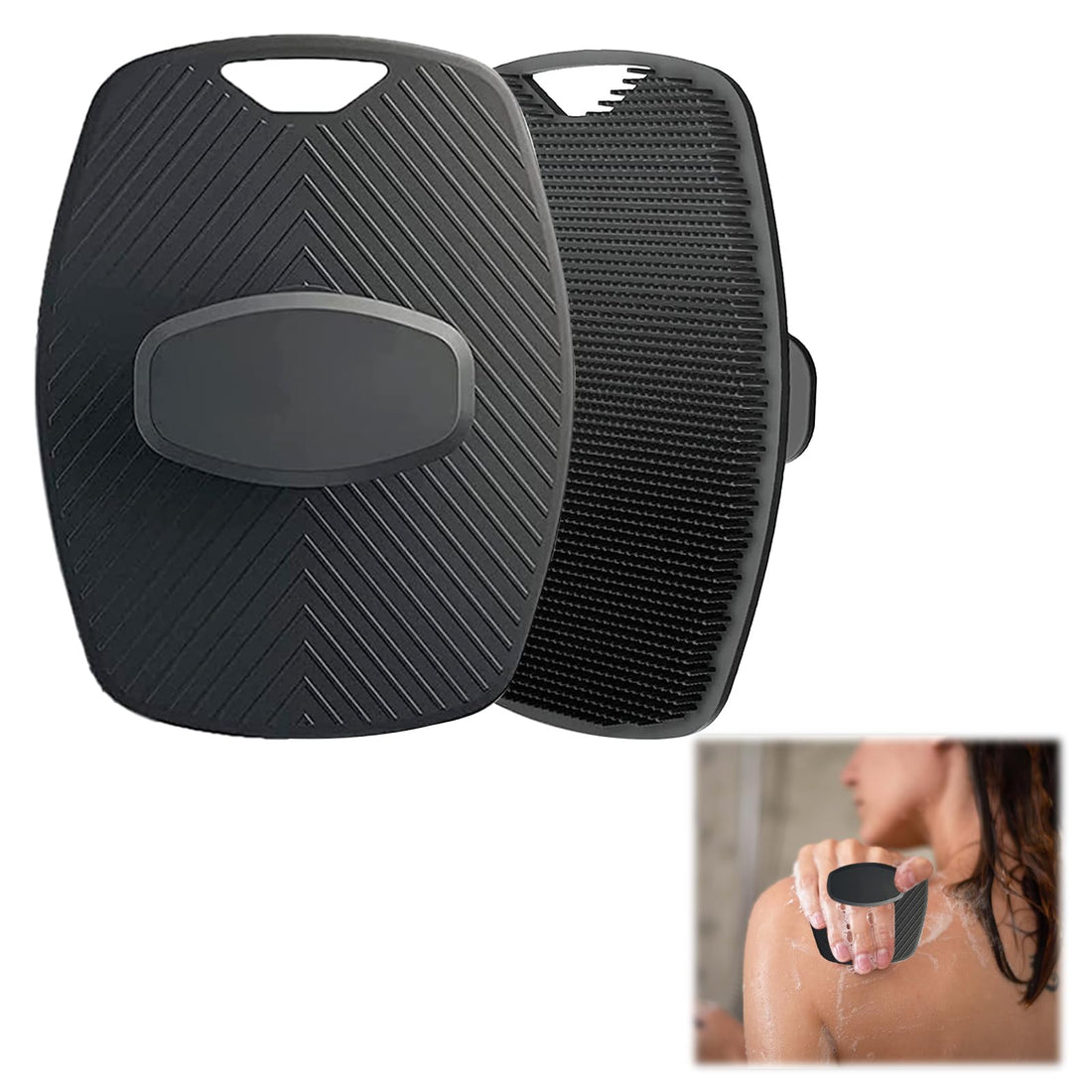 Silicone Body Scrubber, Silicone Shower Scrubber for Nourishing Cleaning & Exfoliating, Shower Bath Brush for Women Men, Soft Face Scrub Massage Pad with a Hanging Hole Wall - Lather Boost