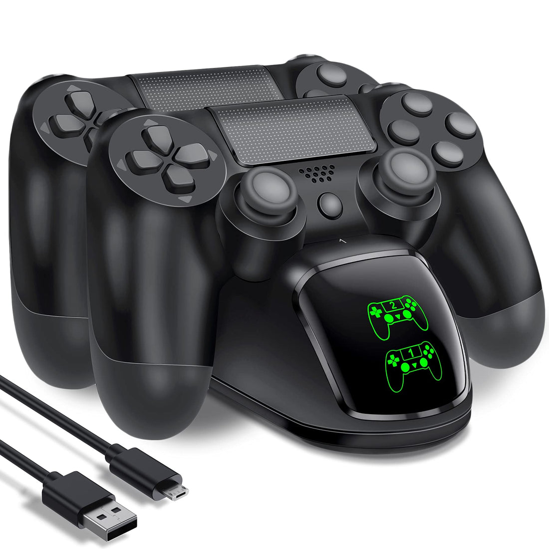 PS4 Charger Dock Station with Cable,1.8 Hour Fast- PS4 for Playstation 4 Remote, Replacement for 4 Controller