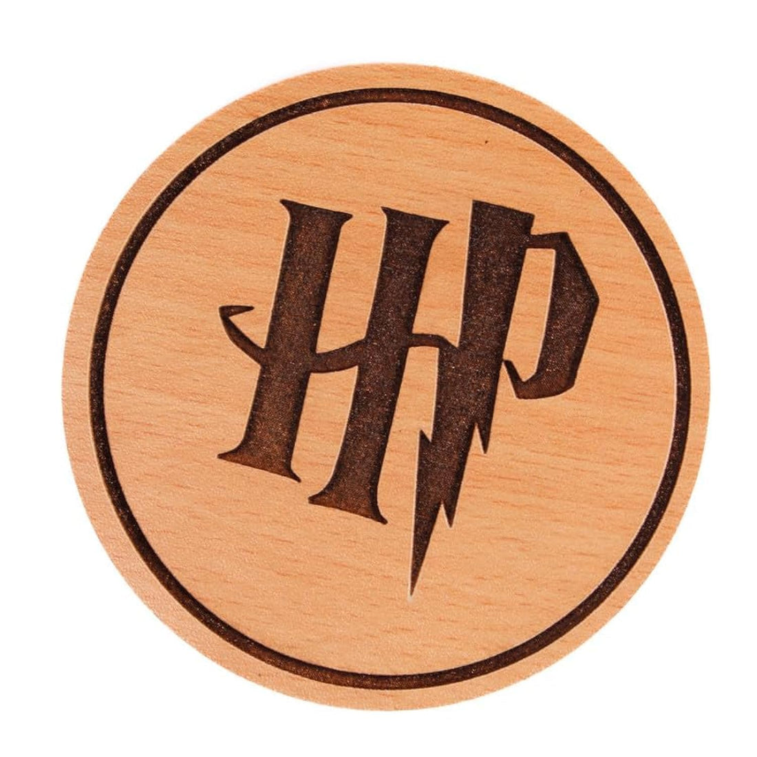 HP Harry Potter Laser Engraved Wood Coaster 9.5cm Diameter