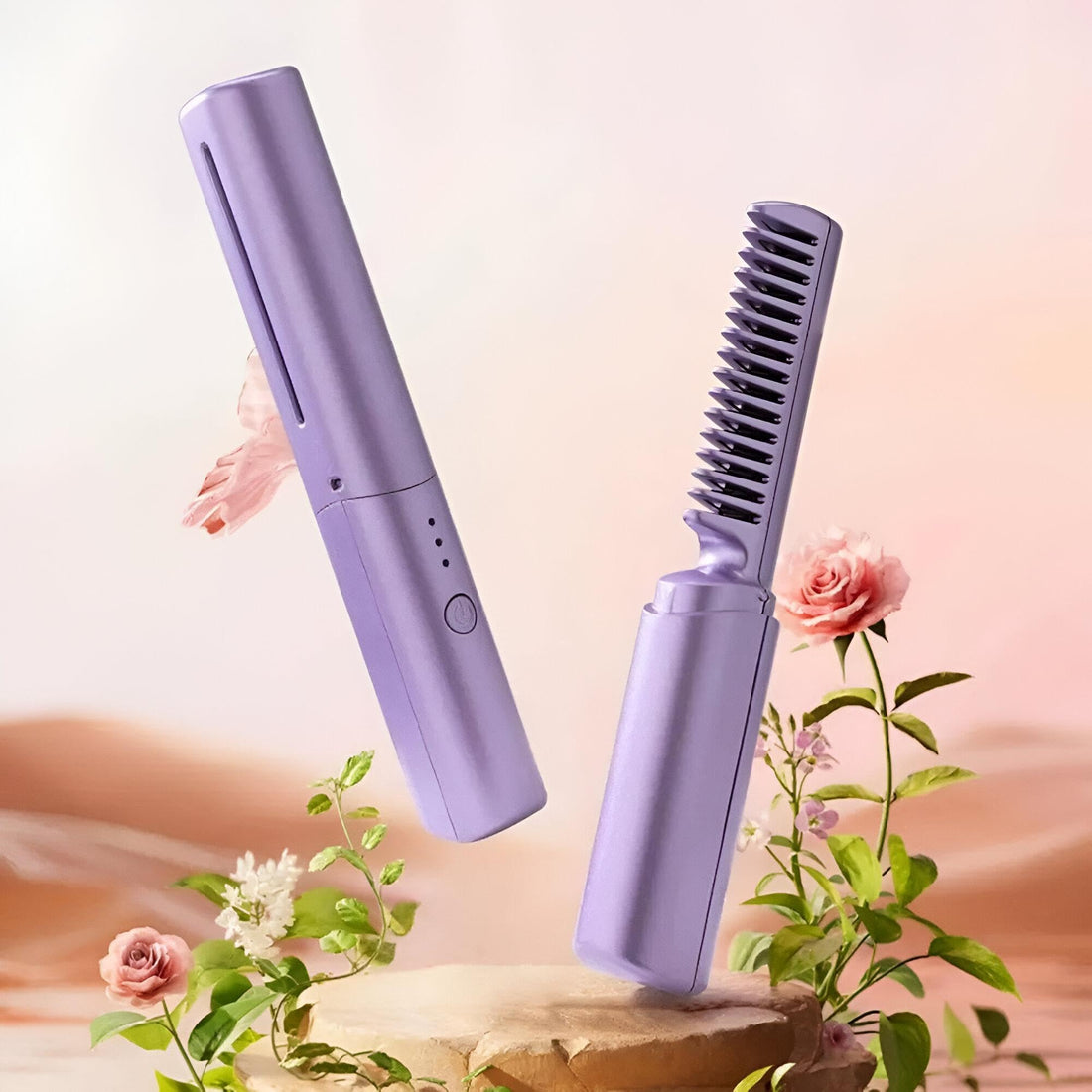 Compact Straightening Hot Comb - Enjoy the benefits of a lightweight hot comb designed to straighten hair easily, making it an essential tool for your travel beauty kit (purple)