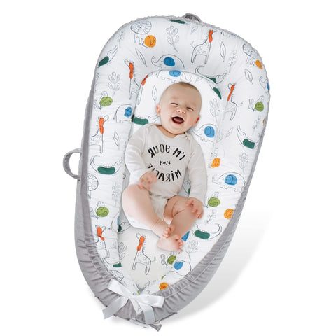 Moro Moro 3 Baby Lounger, Breathable Soft Cotton For Baby Sensitive Skin, Adjustable Infant Lounger Seat For Tummy Time, Newborn Essentials & Baby Shower Gift (Rainbow)