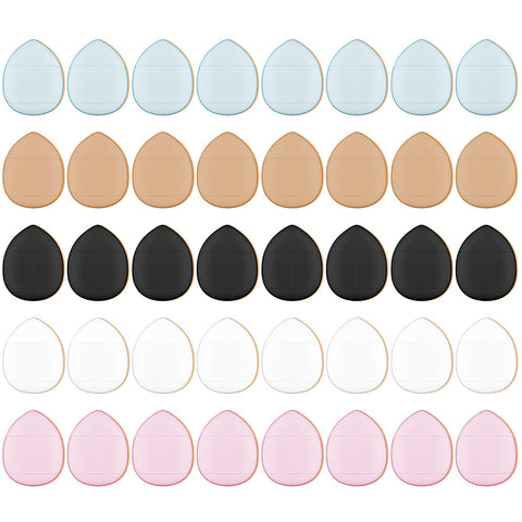 Jspupifip 40 Pcs Finger Puff Bulk, Mini Makeup Puff Set, Soft Finger Sponges Powder Puff Pads Beauty Cosmetic Makeup Tools for Foundation, Under Eye, Cream, Concealer, Eye Shadow(5 Colors)