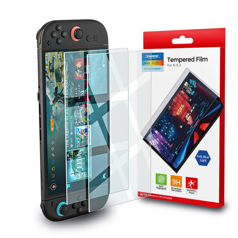 Switch 2 Screen Protector, Blue Light Blocking Tempered Glass Screen Protector for Switch 2, 9H Hardness, HD Clear, Anti-Fingerprint, Anti-Scratch, Eye Protection, Easy Installation, Perfect Fit for