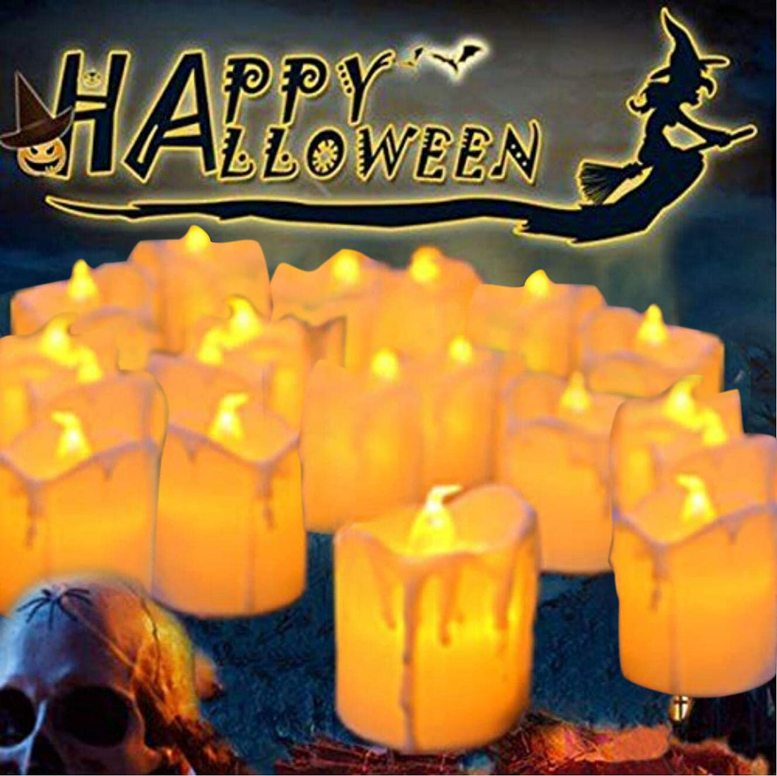 Wonka LOGUIDE LED Flameless Votive Candles with Timer, Battery Operated Fake Candles, Pack of 12