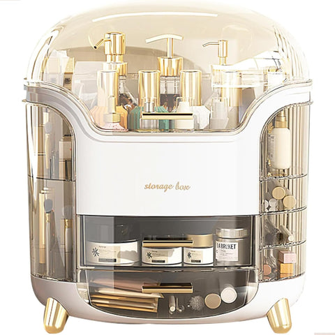 Jorunb Makeup Organizer with Drawer Cosmetic Portable Light Luxury Series Multi Function Case Dustproof Cosmetic Storage Skin Care Products Jewelry Organizer Lipstick Box Women Girls (White)