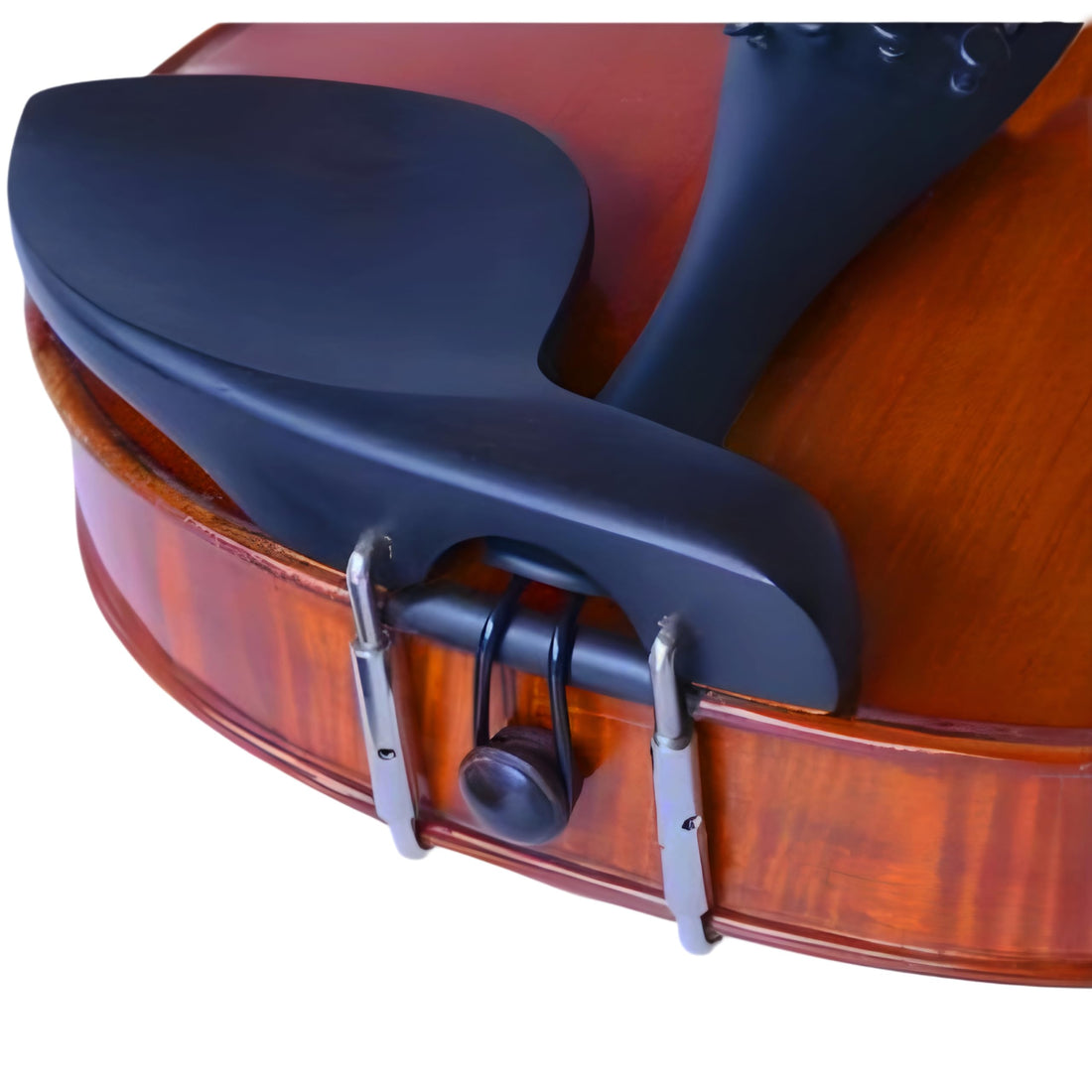 Wooden Violin Chin Rest Over Tailpiece Violin Chinrest Fiddle Chin Pad Chin Support with Metal Bracket Screw Replacement Repair Accessory Spare Part for Full Size 4/4 Violin