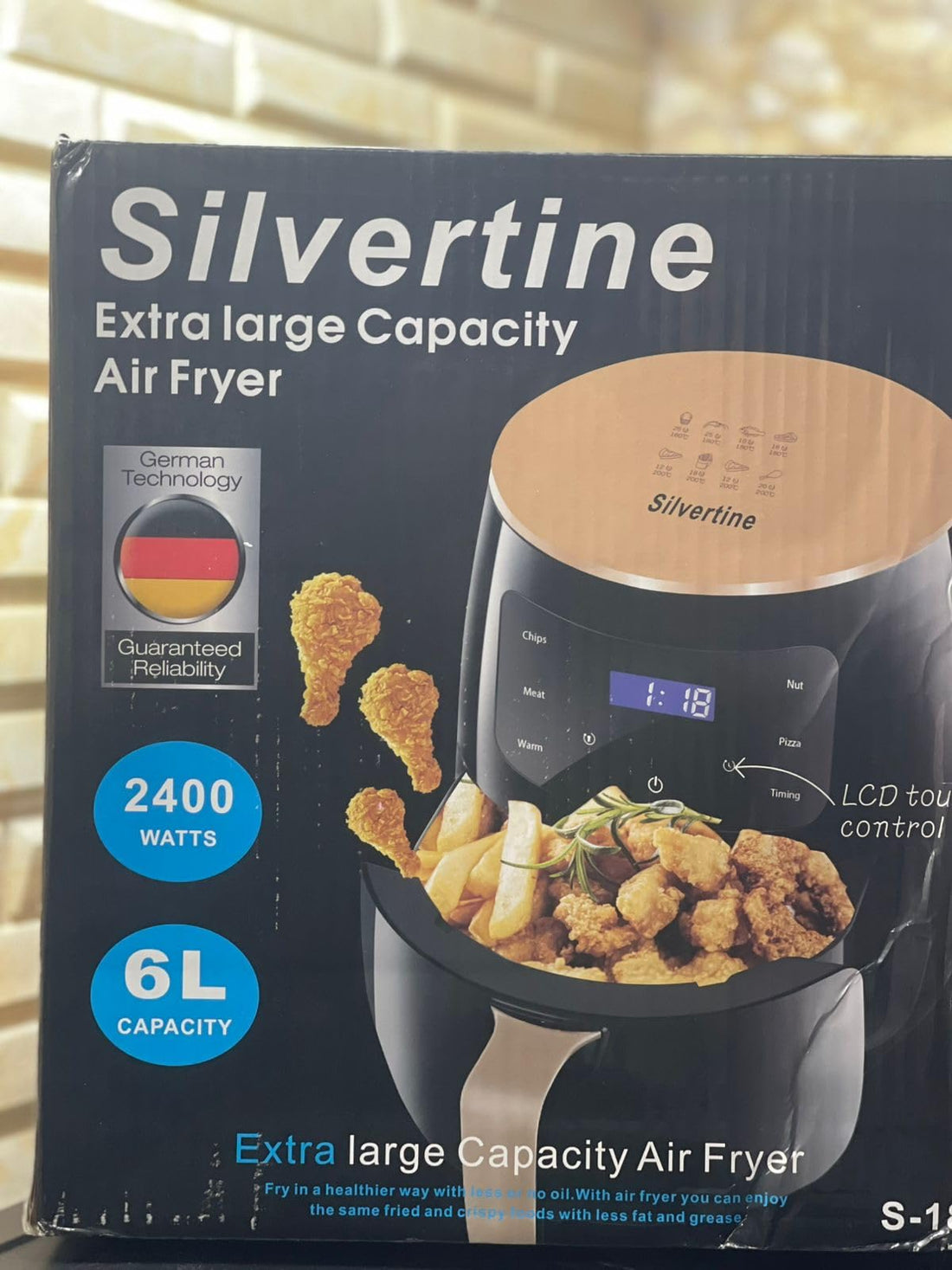 Digital Air Fryer Multifunction Touch 6L 2400W Black