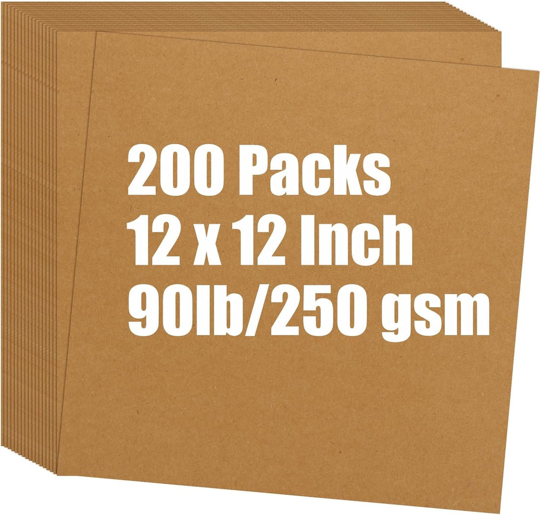 200 Sheets Brown Cardstock 12x12" Scrapbook Paper 90lb/250 gsm Thick Paper Heavy Cardstock 12 Inch Card Stock Printer Paper for DIY Cards, Paper Crafting, Drawing, Invitations, Menus, Wedding