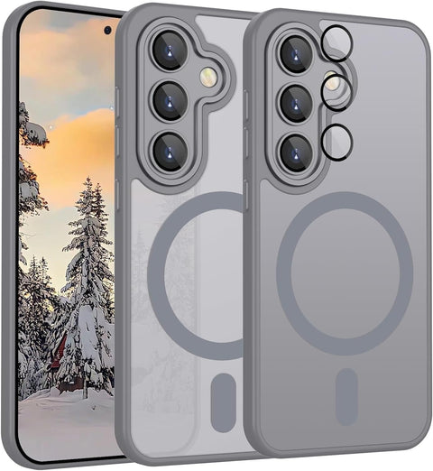 Grabist Magnetic Case for Samsung Galaxy A57, Translucent Matte, Full Camera Protection, Shockproof Design, Compatible with Magnetic Stand For Samsung A57 (Gray, Samsung Galaxy A57 5G)