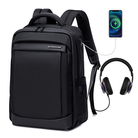 ARCTIC HUNTER AH Anti-theft Laptop Backpack B00478, Waterproof Backpack for Men Women Outdoor Laptop up to 15.6 Inches and with USB Port, Ideal for Office, School, Travel (Black)