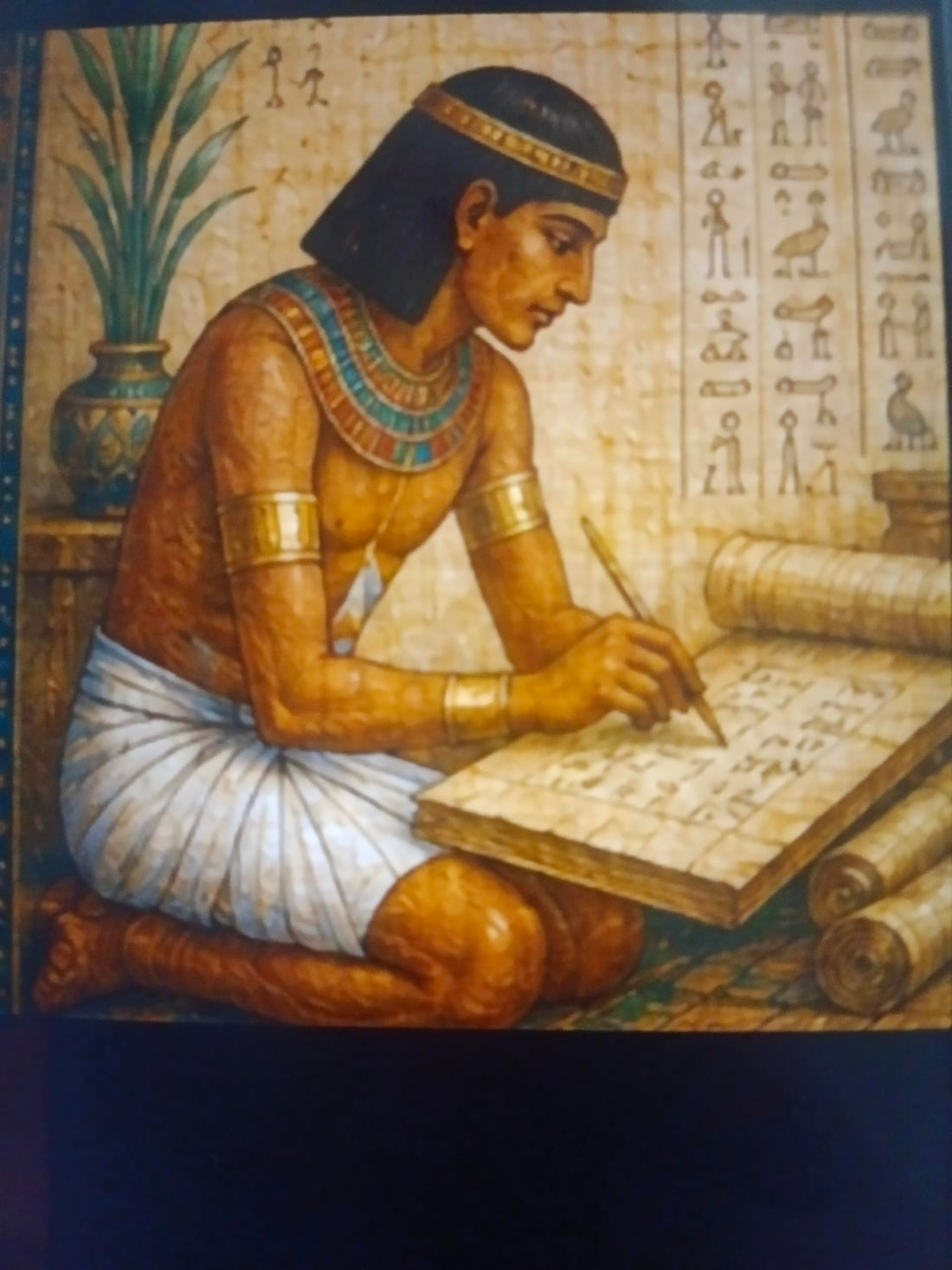 WOW Colors Pharaonic Papyrus Colouring Set, 30x40 cm Sheet with Cleopatra Design, 6 Poster Colours and Brush, Suitable for All Ages