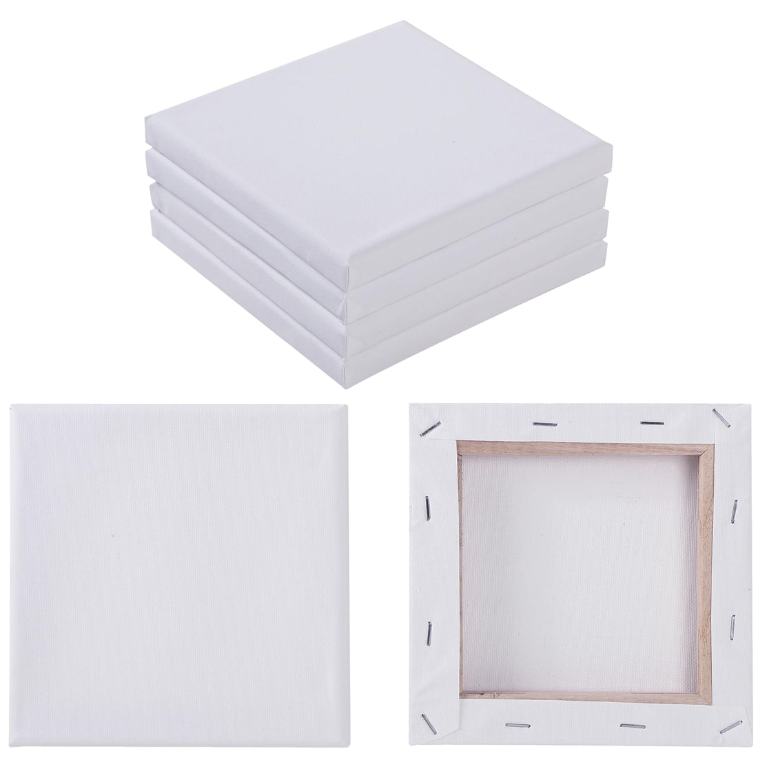 akindou Canvas Mini Canvas Square 100% Cotton Pre-Treated Acid Free Oil Painting Watercolor Art Supplies Art (15cm x 15cm Set of 6)