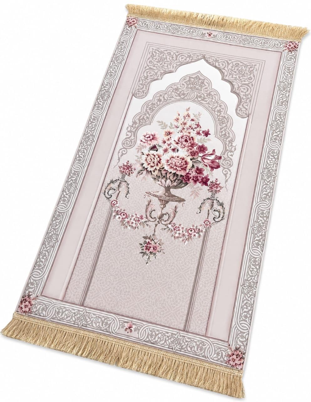 Goodbye to Knee Pain..Memory Foam Complete Medical Prayer Set (2 cm Thickness) Bright Andalusian Design - Quran, Rosary and Plush Carpet for Joint Relief