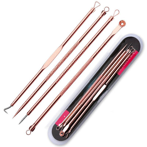 Tazweeq Pimple Popper Tool Kit,4 Pcs Blackhead Remover Zit Popper,Removing Treatment Comedone Whitehead Popping Zit for Nose Face Skin Blemish Extractor Tool.