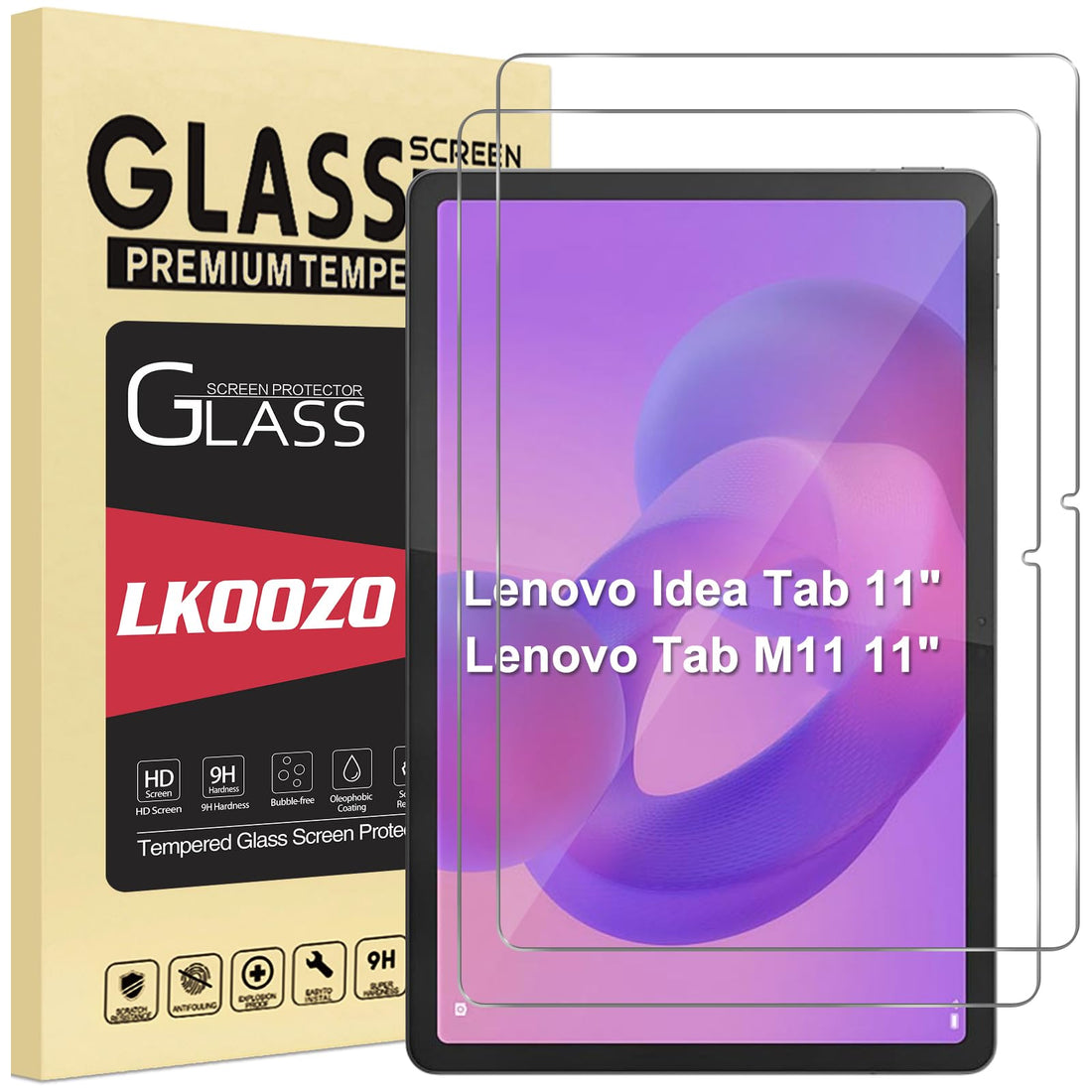 Pack of 2 Screen Protectors for Lenovo Tab M11 2024/Idea Tab 2025 11 Inch Tempered Glass HD Screen Protector Scratch-Resistant