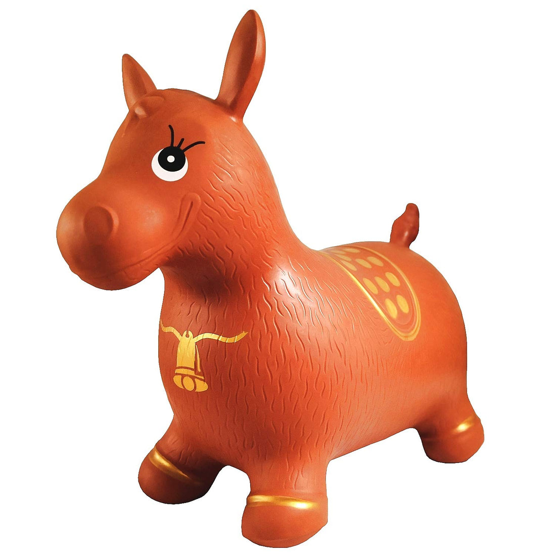 Horse Bouncer with Hand Pump, Inflatable Space Hopper, Ride-on Bouncy Animal (Brown)