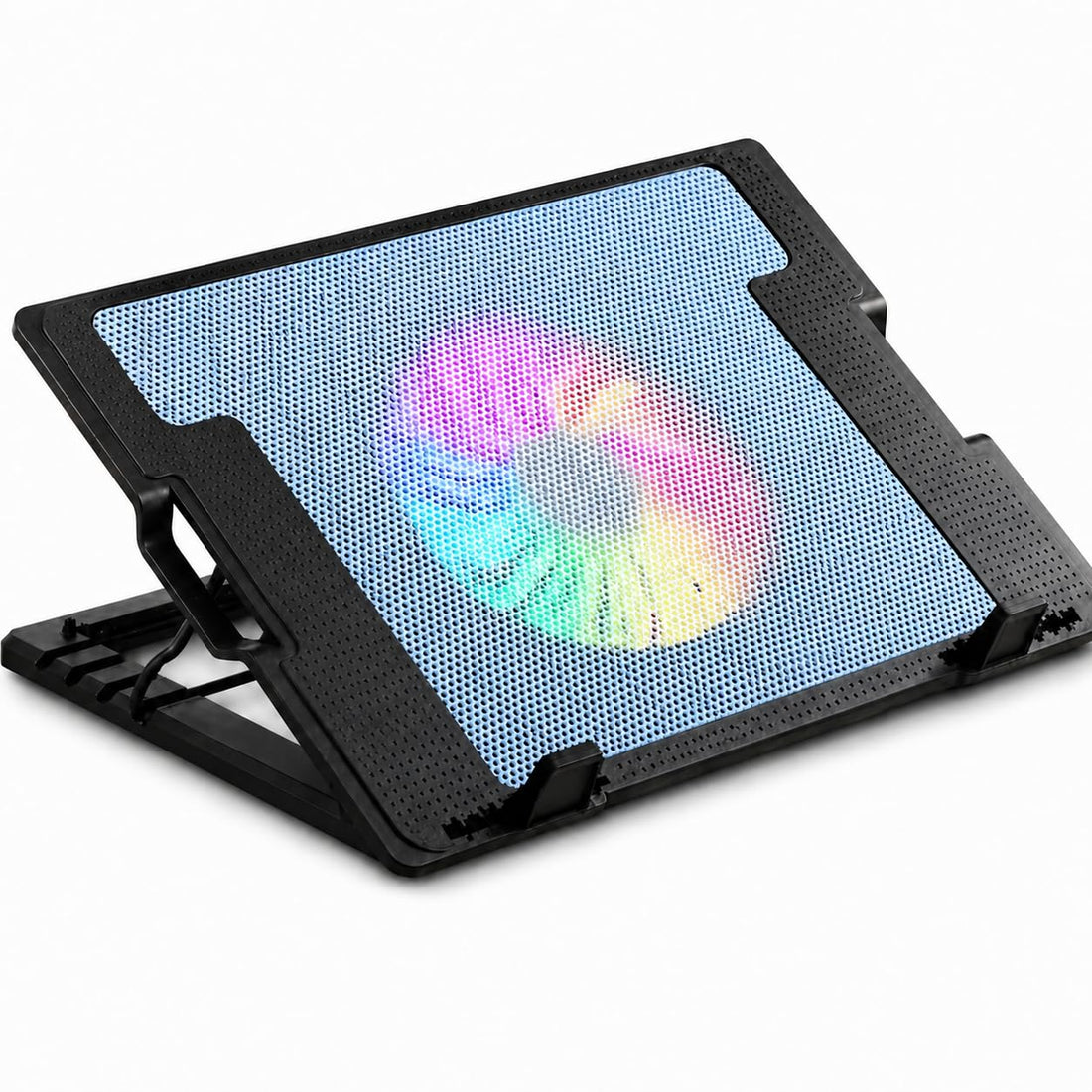 Laptop Cooling Pad with Fan, Adjustable Laptop Stand with USB Quiet Fan, LED Light, Super Air Flow, Anti Slip Notebook Cooler for Desk, Office and Gaming, ZR450 (Blue)