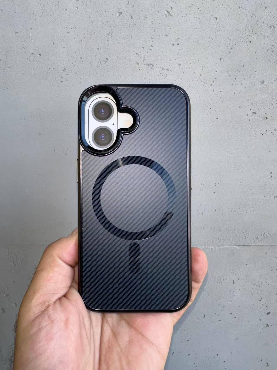 ECO Carbon Fiber Case Compatible with iPhone 16, Wireless Charger Support, Luxury Soft Fiber Blend and Metal Camera Frame, Shockproof Anti-Drop, Waterproof, Anti-Fingerprint (Black)