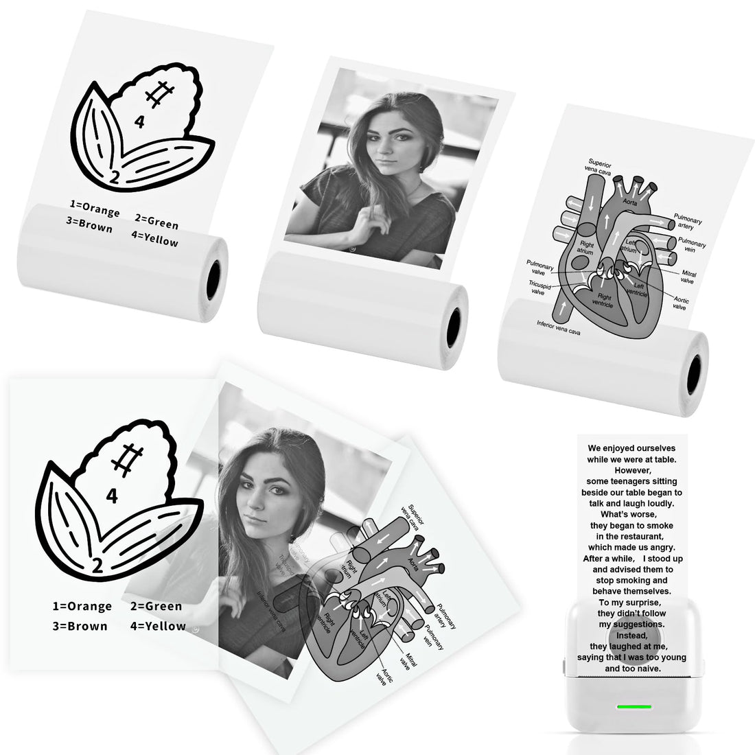 3 Rolls Transparent Adhesive Thermal Sticker Paper for M02/T02 Sticker Photo Printer and Other Mini Pocket Printer