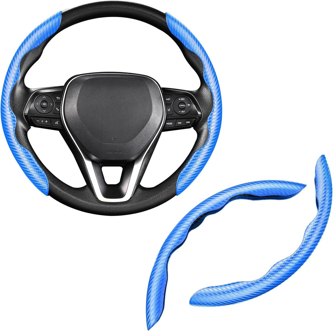 New Carbon Fiber Anti-Skid Pattern Steering Wheel Cover for Women Man, Segmented Steering Wheel Protector, Safe and Non-Slip Car Accessory, Universal Fit 99% Car Wheel Protector (Sapphire Bule)