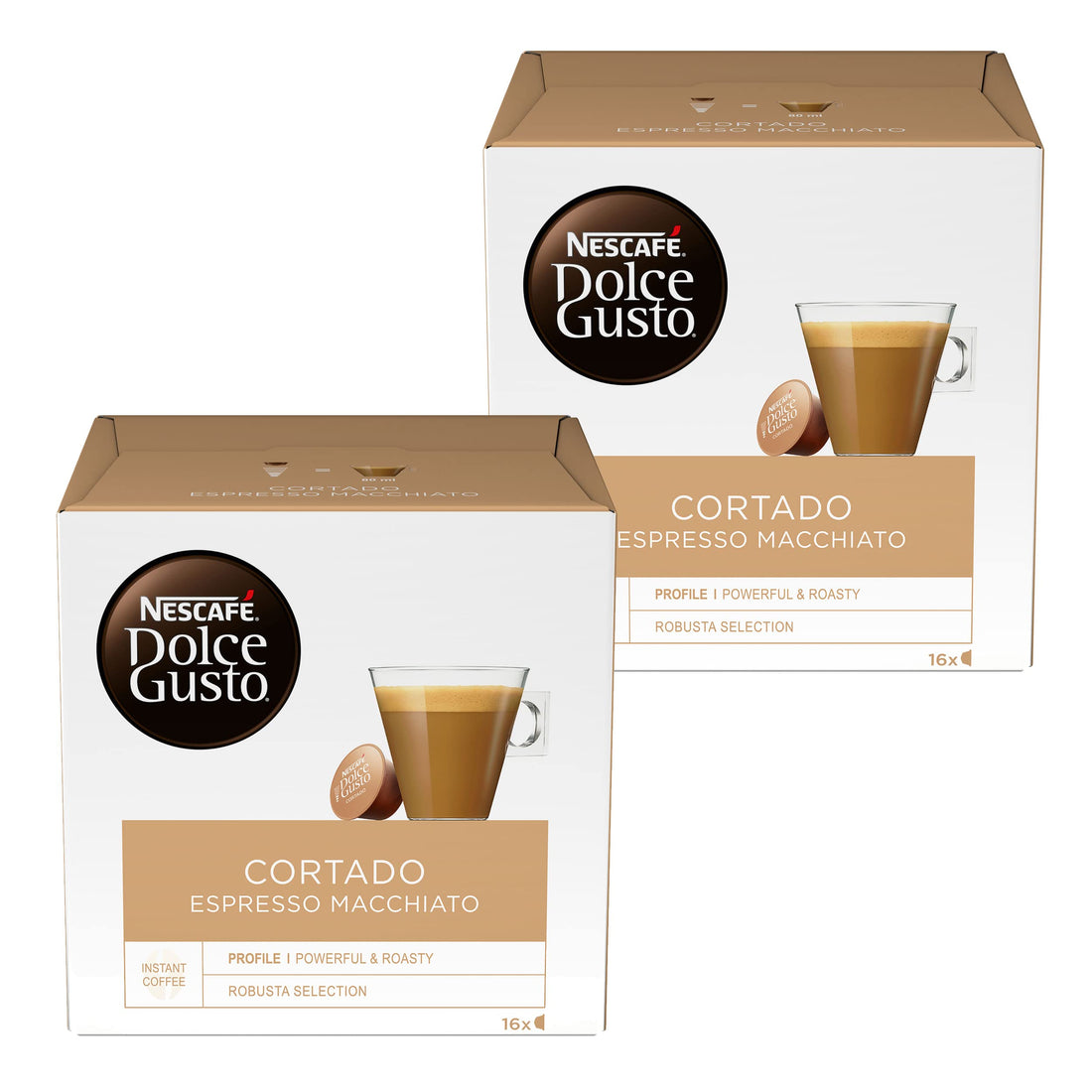 NESCAFÉ DOLCE GUSTO Cortado Espresso Macchiato, 2 Pack, 2 x 16 Capsules