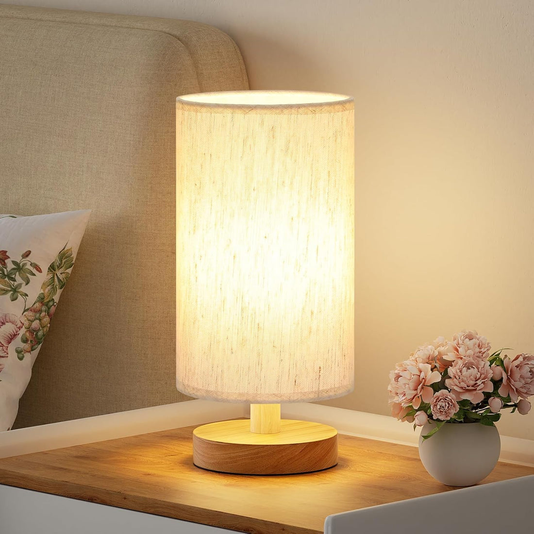 Y-Lights Wooden Base Cylinder Table Lamp, YL-T-2769