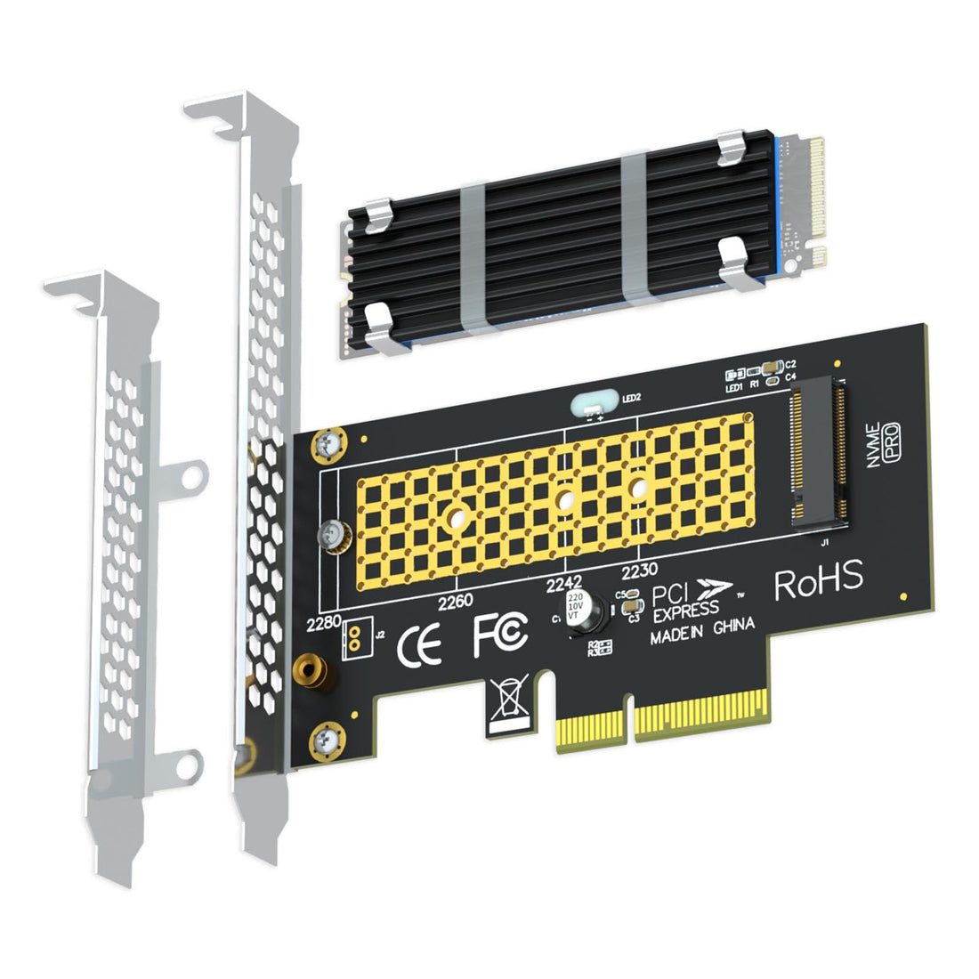 GLOTRENDS M.2 PCIe NVMe 4.0/3.0 Adapter with 0.12 Inch Thick M.2 Heatsink for M.2 PCIe SSD (NVMe and AHCI), PCIE 3.0X 4 Full Speed, Desktop PC Installation (PA09-HS)