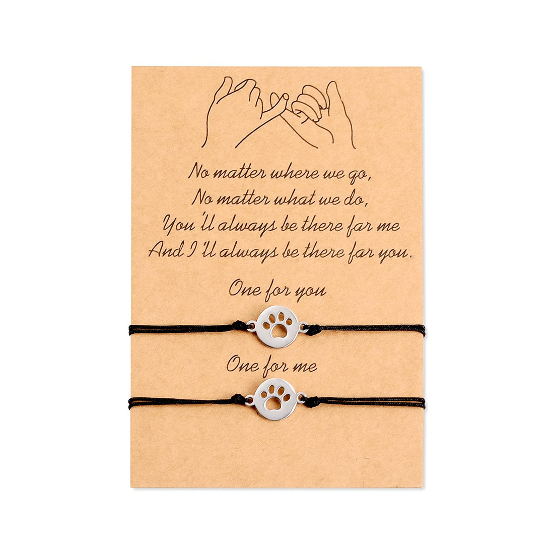 2PCS Pinky Promise Bracelets Paw Bracelet for Women Best Friends Couple Distance Matching Boyfriend Girlfriend Mother Daughter Friendship Relationship Matching BFF Gift