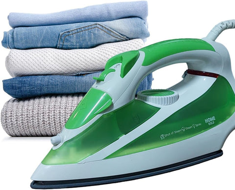 Steam Iron 2600W Ceramic Soleplate With Spray Variable Steam Control Rapid Heat Dual Modes Anti Drip Safety Features Lightweight Clothes Iron For Home Garment Shirt Fabric, HG-2058 (Green)
