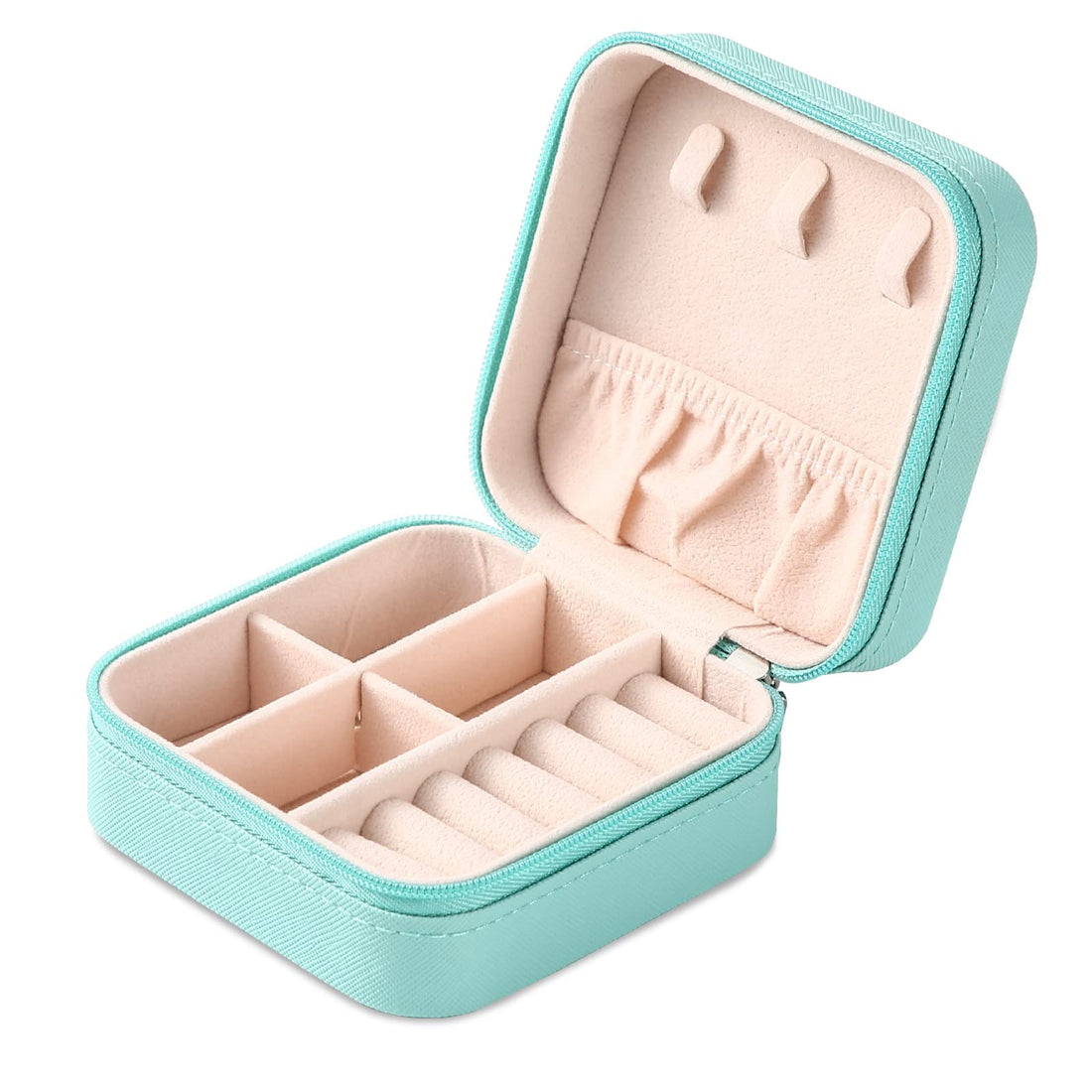 Generic Portable Travel Mini Jewelry Box Leather Jewellery Ring Organizer Case Storage Gift Box Girls Women (blue).