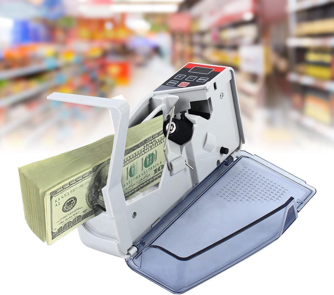 V40 Portable Money Counting Machine, 600 Bpm Mini Money Counter, Multi Color LED Display, Add and Batch Modes