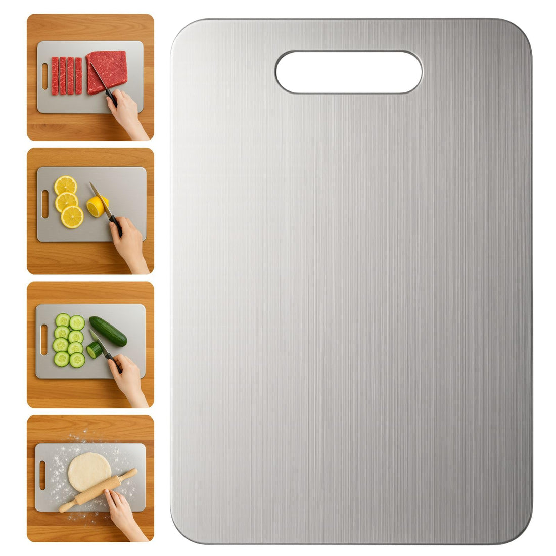 Titanium Cutting Board, 100% Pure Titanium Cutting Boards for Kitchen – Non Stick, Food-Grade, Hygiene & Durability Chopping Mat, Double Sided Chopping Board, Dishwasher Safe (13 x 9 Inch)