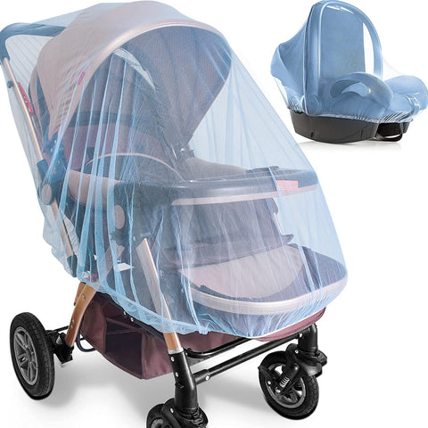 KASTWAVE Mosquito Net for Stroller - 2 Pack Durable Baby Stroller Mosquito Net - Perfect Bug Net for Strollers, Bassinets, Cradles, Playards, Portable Mini Crib Odorless & Durable Material (Blue)