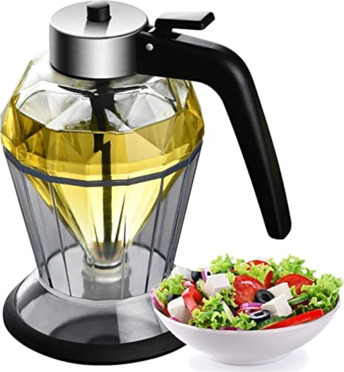 ALMEKAQUZ Olive Oil bottle Dispenser for All Dilute Liquid, Lead-Free Syrup Dispenser Honey Jar, Leakproof Oil and Vinegar dispenser, Luxurious Diamond Appearance Drip Free Oil Bottle