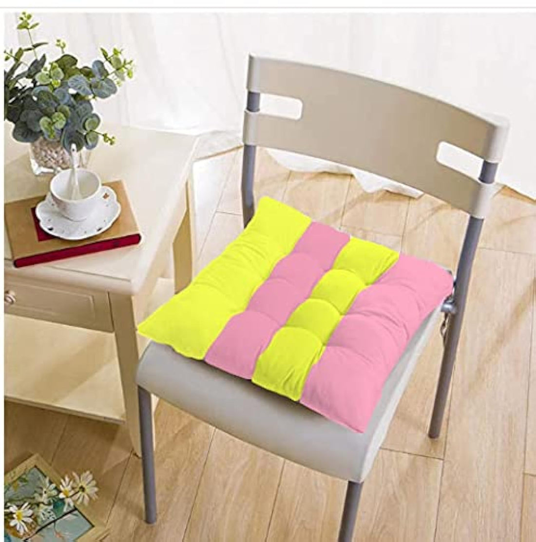 Tigers Trade Lines Chair Cushion (Pink/Yellow, 40x40cm)