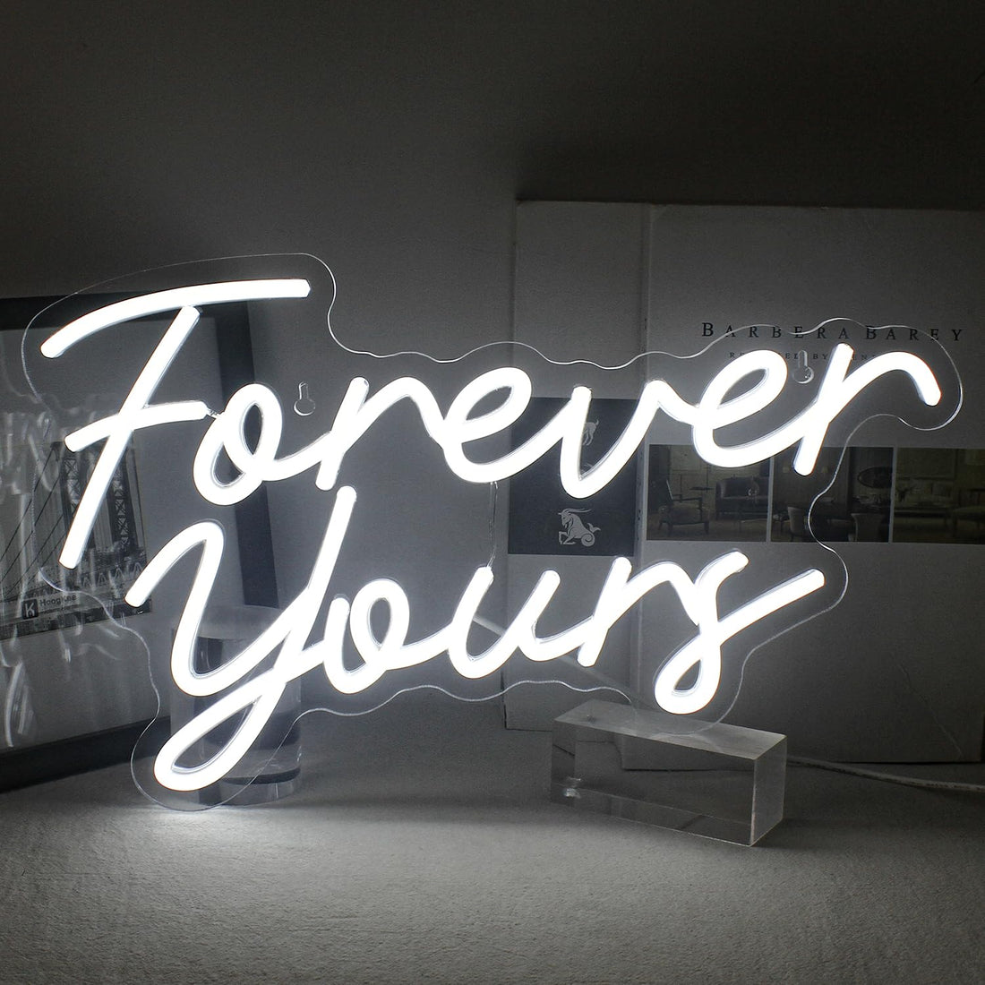 Horseneon Forever Yours Neon Sign LED, Forever Your Neon Sign with USB Power Letter Neon Lights Wall for Bedroom Proposal Decorations Wedding Party Gift