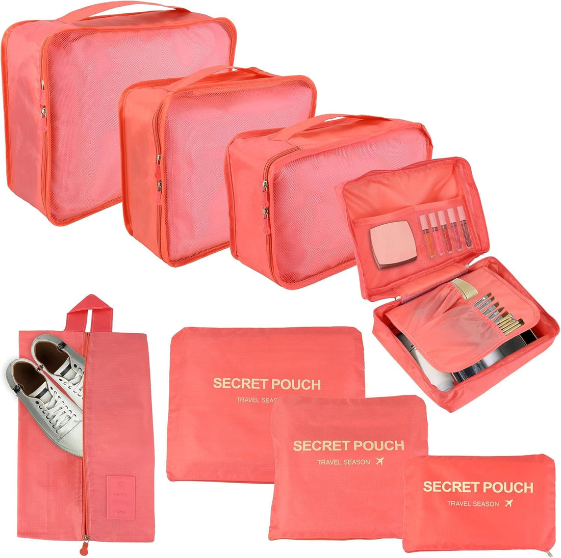 6 in 1 Travel Luggage Organizer & Closet – Perfect Tidy & Travel Organizer F (Pink)
