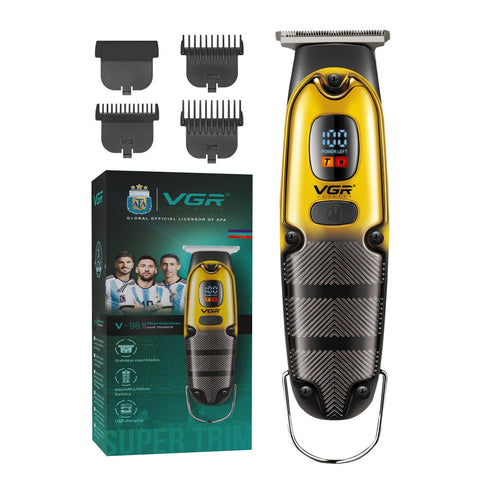 VGR V-981 Professional Hair Clipper Corded & Cordless with LED Display & Turbo Mode Function | Runtime: 150 min Trimmer for Men -1 year warranty(Gold)