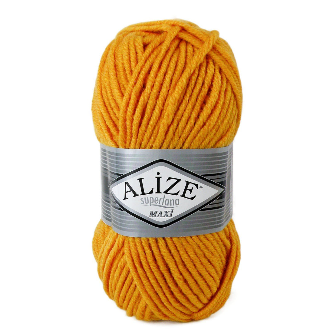 Alize Superlana Maxi Knitting Yarn 100 g 25% Wool, 100 g, Choice of Colours, Colour: 488 Sun Yellow